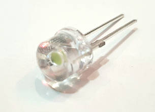 Світлодіод білий 8mm. F-808 UWC (білий-6000-6500K; 20000 mcd, 20 °) круглий, прозорий, 120 ° JINBRIGHT