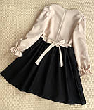 Святкове плаття ошатне з намистинами для дівчинки підлітка Бежево-чорне 8 9 10 11 12 13 років, фото 3