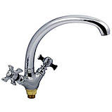 Змішувач латунний для кухні двовентильний на гайці високий Haiba Zeus 273 NUT (HB0434), фото 4