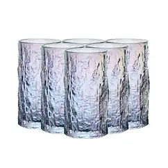 Набір високих склянок 6 штук по 350 (мл) для лимонаду води соку коктейлів Lugi