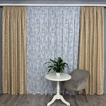Готові штори Мішкувіна-мрамор золото, фото 1