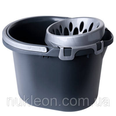 Популярний! Відро для швабр Алеана З віджимом Граніт / сірий 15 л (алн 124099/граніт/сірий) - Краща якість тільки на, фото 1