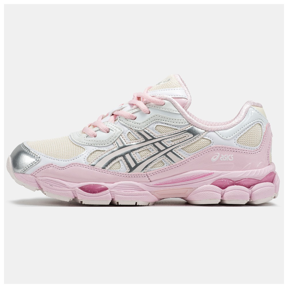 Жіночі кросівки Asics Gel-NYC Pink Beige Silver, шкіряні кросівки асікс гель нік