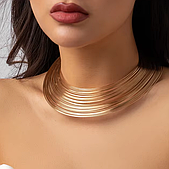 Масивне африканське намисто широке "Сфера" металеве — золотистого кольору Aushal Jewellery