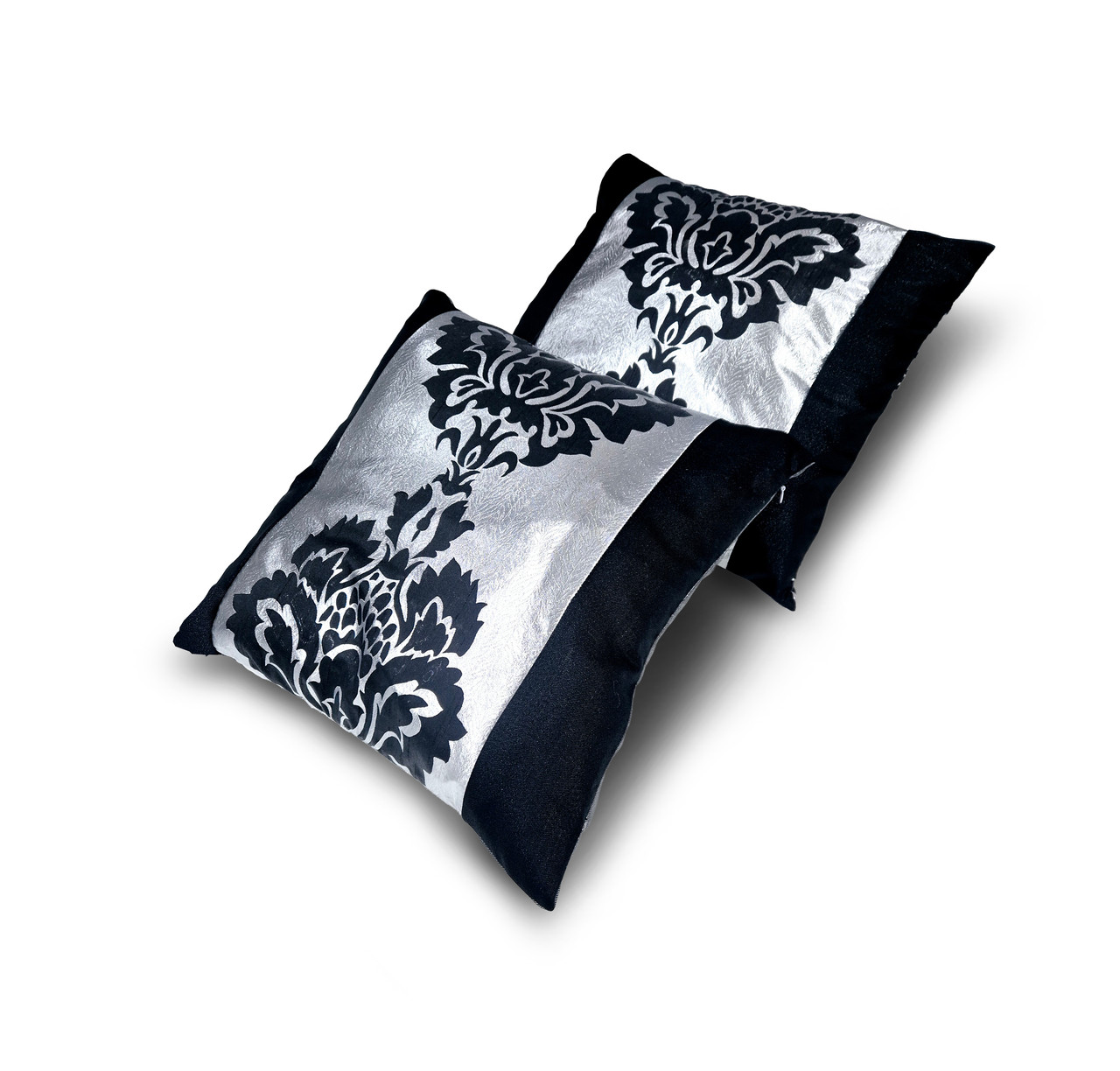 Комплект декоративних подушок Firanka Damask 38х38см 2шт сріблястий з чорним (п_0740), фото 1