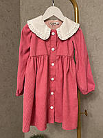 Платье для девочки розовое вельветовое с белым воротником Зумко (92,98,104)