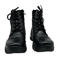 Підліткові черевики зимові з хутром на шнурівці та блискавці зі шкіри чорного кольору «Style Shoes», фото 4