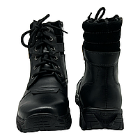 Підліткові черевики зимові з хутром на шнурівці та блискавці зі шкіри чорного кольору «Style Shoes», фото 6