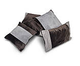 Комплект декоративних подушок Firanka Оксамит 40х40см-2шт 42х25см-1шт 29х29см-1шт сірі з шоколадним (п_0747), фото 2