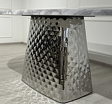 Стіл обідній модний «Атік» овальний 160×90 см, біла стільниця МДФ з пластиковим покриттям, металевий каркас хром, фото 5