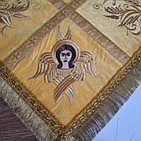 Скатертина церковна жовта з оксамиту та парчі з вишивкою 105*70 см, фото 3
