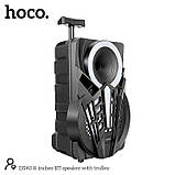 Портативна колонка — караоке система HOCO DS40 8-inches BT speaker with trolley з ручкою на колесах, фото 4