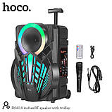 Портативна колонка — караоке система HOCO DS40 8-inches BT speaker with trolley з ручкою на колесах, фото 7