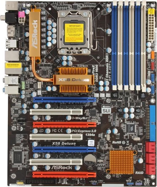 ТОПОВА НАДІЙНА Плата Socket LGA 1366 ASRock X58 DELUXE SLI на X58 чіпсеті ( 6 слотів DDR3) з ГАРАНТІЄЮ