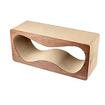 Кігтеточка лежанка Cat Joy Гранж з гофрокартону з дерев'яним фасадом коричневий 84х37х29 см, фото 4