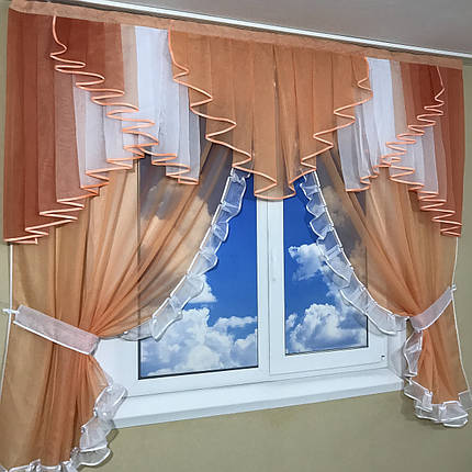 Ламбрекен з тюлем №407 помаранчевий, фото 3