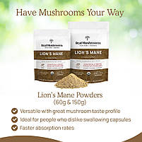 Real Mushrooms Lion's Mane / Їжовик гребінчастий для когнітивного здоров'я органік порошок 150 г. BX535, фото 6