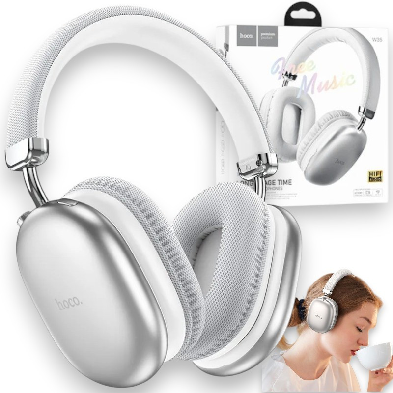 Бездротові bluetooth навушники BIG HOCO W35 + BT Навушники накладні, сірі