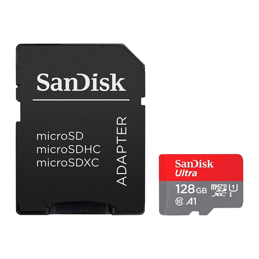 Карта пам'яті 128GB SanDisk microSDXC (UHS-I) C10 (SDSQUAB-128G-GN6MA) + adapter SD