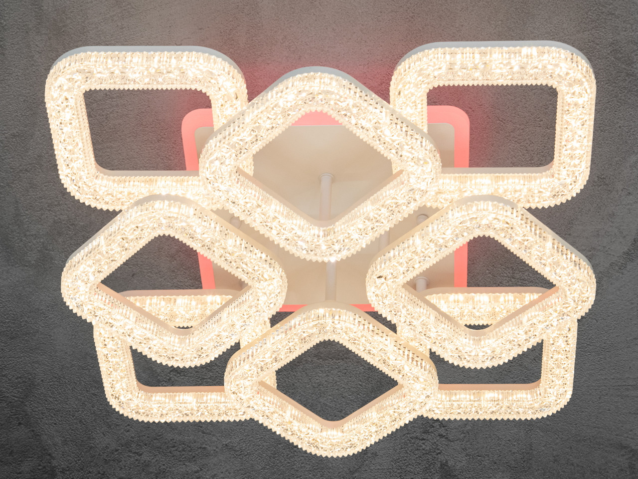 Розкішна світлодіодна люстра в спальню, колір білий, 90 W на 14 м2 S2205-4+4WH-LS