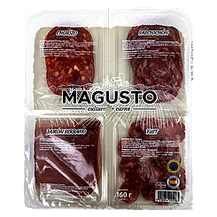 Ковбаса нарізка мікс чорізо сальчічон хамон серанто фует Магусто Magusto 160g 10шт/ящ (Код: 00-00017101)