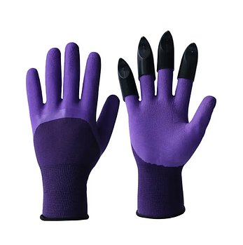 Садові рукавички з пластиковими кігтями Garden Gloves фіолетові (KG-12395)