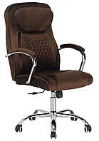 Крісло комп'ютерне коричневого кольору Oliver у велюровій оббивці зі зручним підголовником та підлокітниками AMF