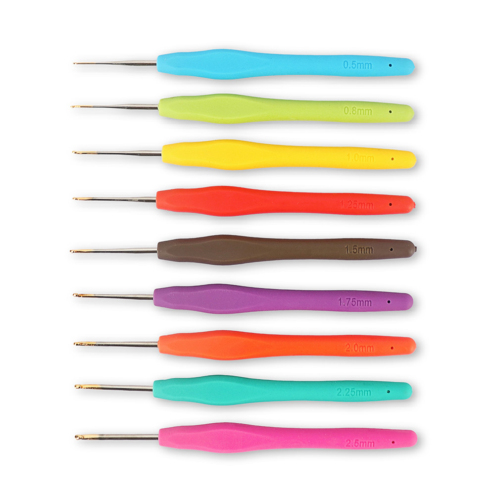 Набір гачків із прогумованою ручкою, 9 шт (0.5-2.5), фото 1