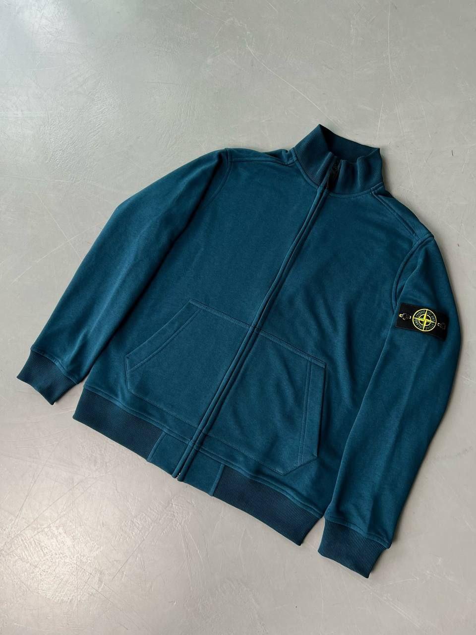 Світшот Stone Island Full Zip Sweatshirt бірюзовий кофта олімпійка чоловіча всесезонна стон айленд