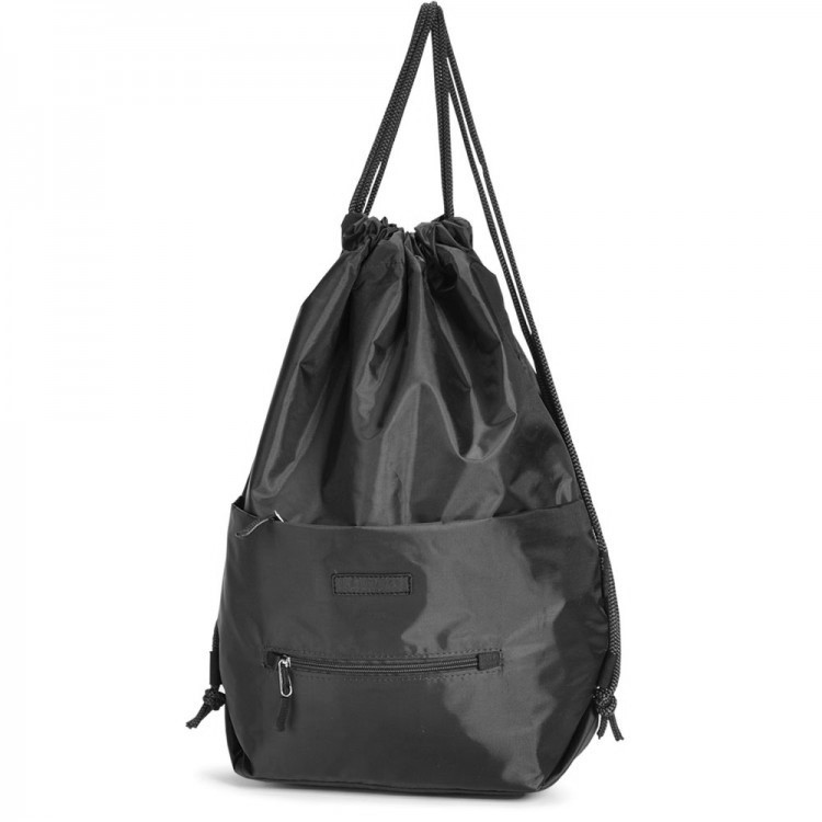 Рюкзак сумка мішок тканинний чорний для змінного взуття в школу на шнурках з кишенями Dolly 834