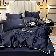 Постільна білизна Crown Satin півторашній розмір - темно синій