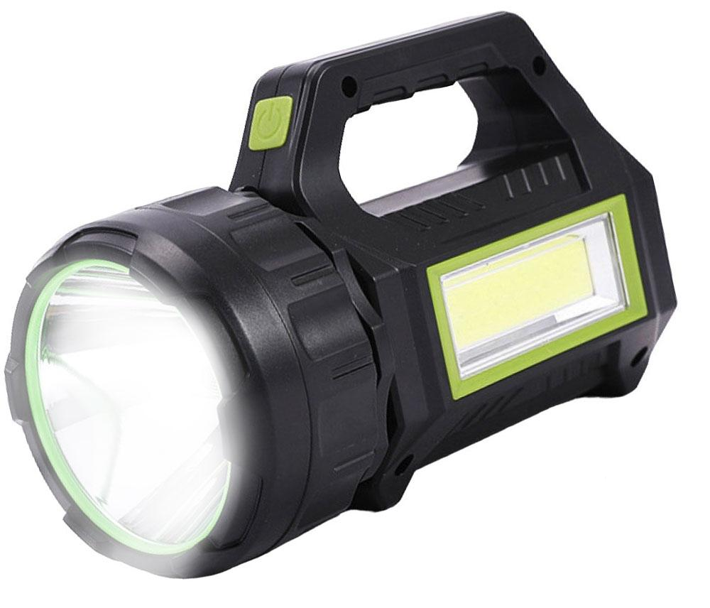 Ліхтар ручний акумуляторний із сонячною панеллю і функцією power bank, 2 джерела світла (30W+COB) 7 режимів
