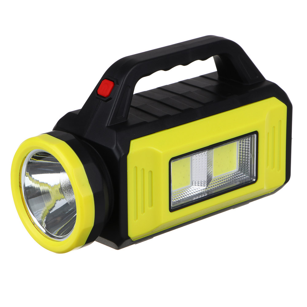 Ліхтар ручний акумуляторний із сонячною панеллю і функцією power bank, 2 джерела світла 5 режимів, жовтий
