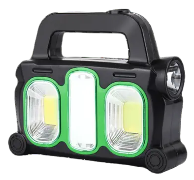 Ліхтар ручний акумуляторний із сонячною батареєю і функцією power bank, 2 джерела світла, зелений