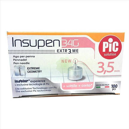 Голки Інсупен 3,5 мм для шприц-ручок інсулінових - Insupen 34G, 100 шт., фото 1