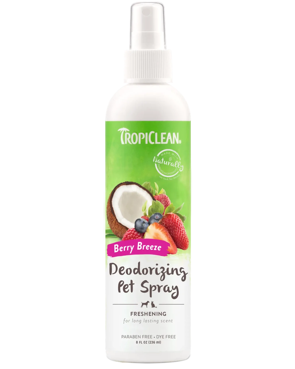 Парфуми для собак і котів Тропіклін TropiClean "Свіжа ягода" дезодоруючий спрей 236 мл, фото 1
