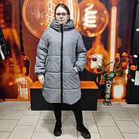 Пальто жіноче зимове куртка капюшон тепла L графіт