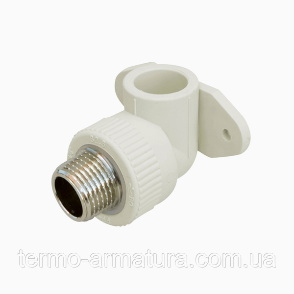 Коліно ППР Ду 20х1/2" зовнішня різьба з кріпленням Georg Fischer, фото 1