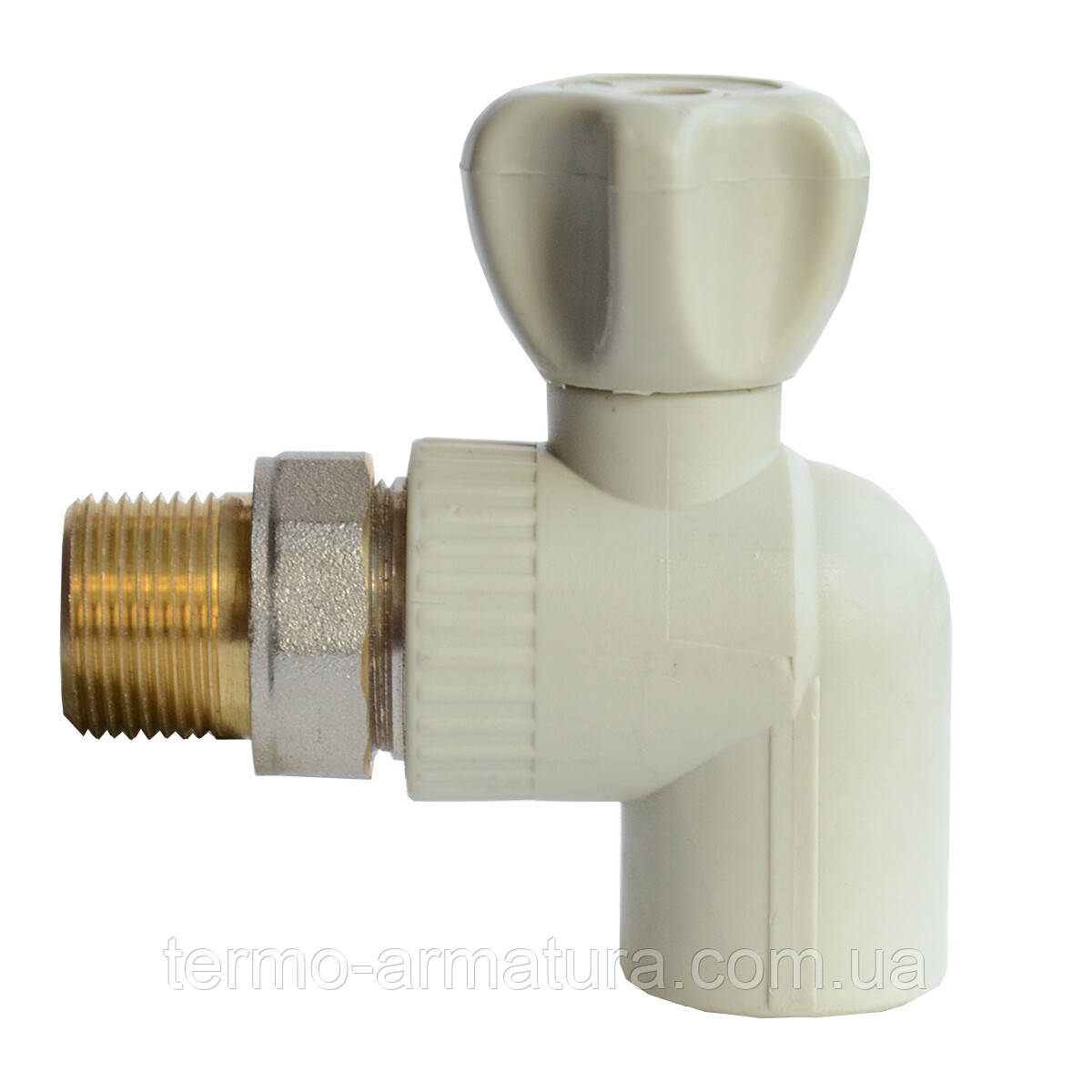 Кран ППР кульовий Ду 20х1/2" з зовнішньою різьбою кутовий з американкою, фото 1