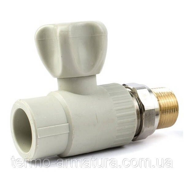 Кран ППР кульовий Ду 25х3/4" з зовнішньою різьбою прямий з американкою, фото 1