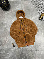 Кофта тепла зимова Nike Зіп-толстовка молодіжна Найк на замку, Коричнева чоловіча майстерня спортивна