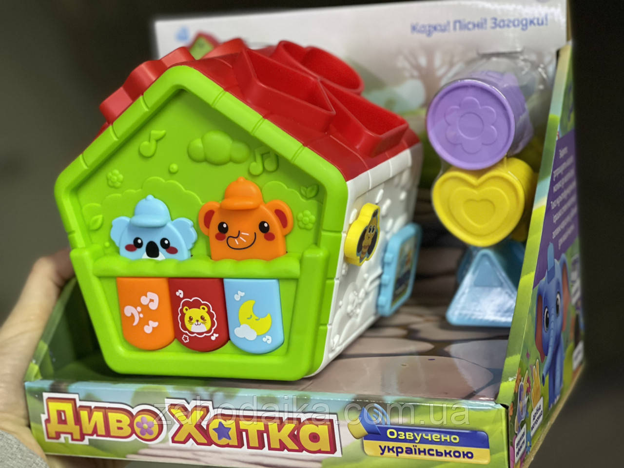 Іграшка Будиночок-сортер УКР ЗВУК ферма казки пісні загадки підсвічування дитяча логіка іграшка 26558, фото 1