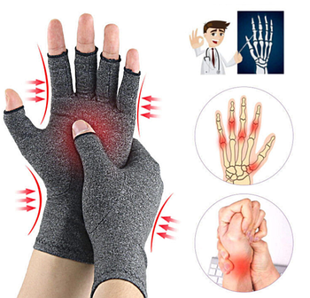 Компресійні рукавички при болю в руках і артриті на променезап’ястковий суглоб, розмір L, сірі (KG-12410)