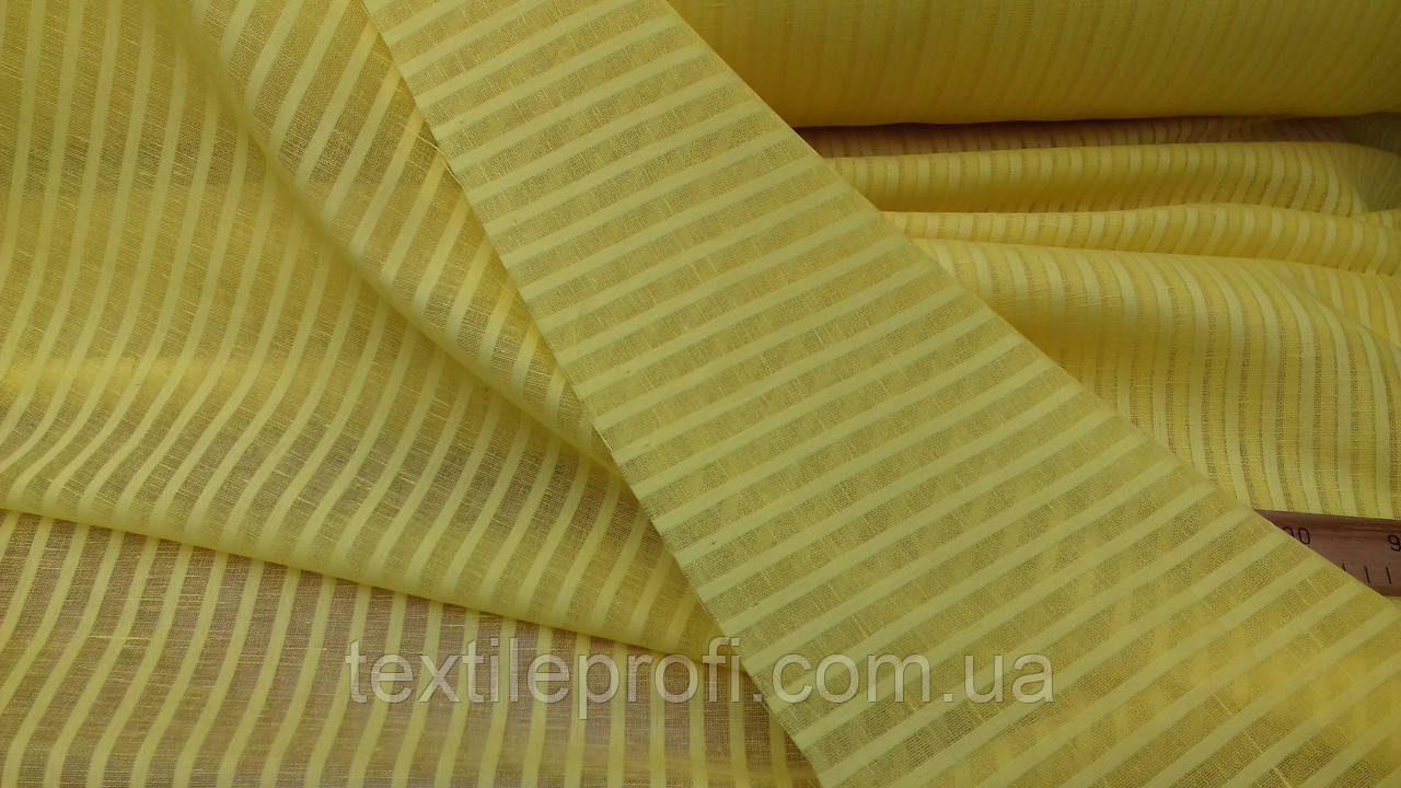 Лляна тканина для штор жовтого кольору (шир. 260 см)