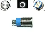 Кнопки з фіксацією 16 мм 12-24 В, білий LED, 5pin, фото 3