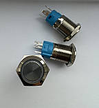 Кнопка 19 мм фіксується, 9-24 В, білий LED, 5pin, 19-P11Z-E, фото 2