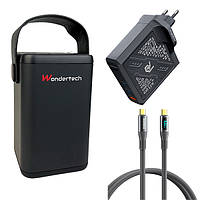 Набір повербанк O2 Project 60 000 мАг 65W + 100W кабель Remax RC-C032 + GaN-зарядне 65W