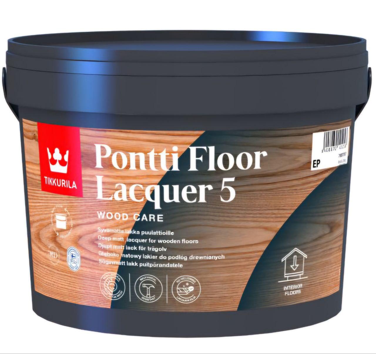 Лак для підлоги TIKKURILA PONTTI FLOOR 5 (ТІККУРІЛА ПОНТТІ ФЛОР) 0.9л матовий