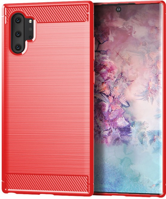 Захисний чохол MADORU Carbon Plus для Samsung Galaxy Note 10+ з вуглецевим волокном, Червоний, фото 1
