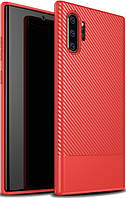 Захисний чохол MADORU Carbon Combi, карбоновий дизайн, Samsung Galaxy Note 10+, червоний